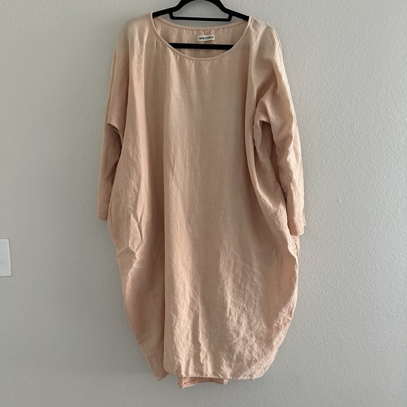 summer linen dress with sleeves Flutter Sleeve Linen Wrap Midi Dress | European Linen